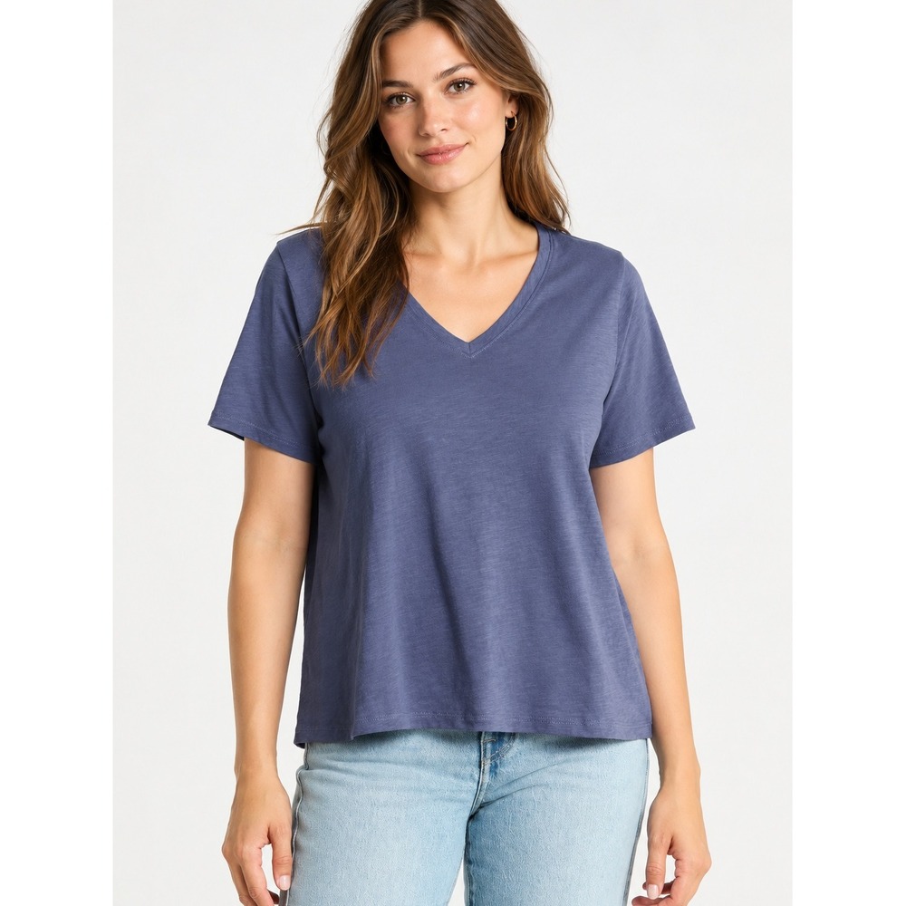 Eileen Fisher Organic Cotton Minimalist Sustainable V-Neck T-Shirt L
